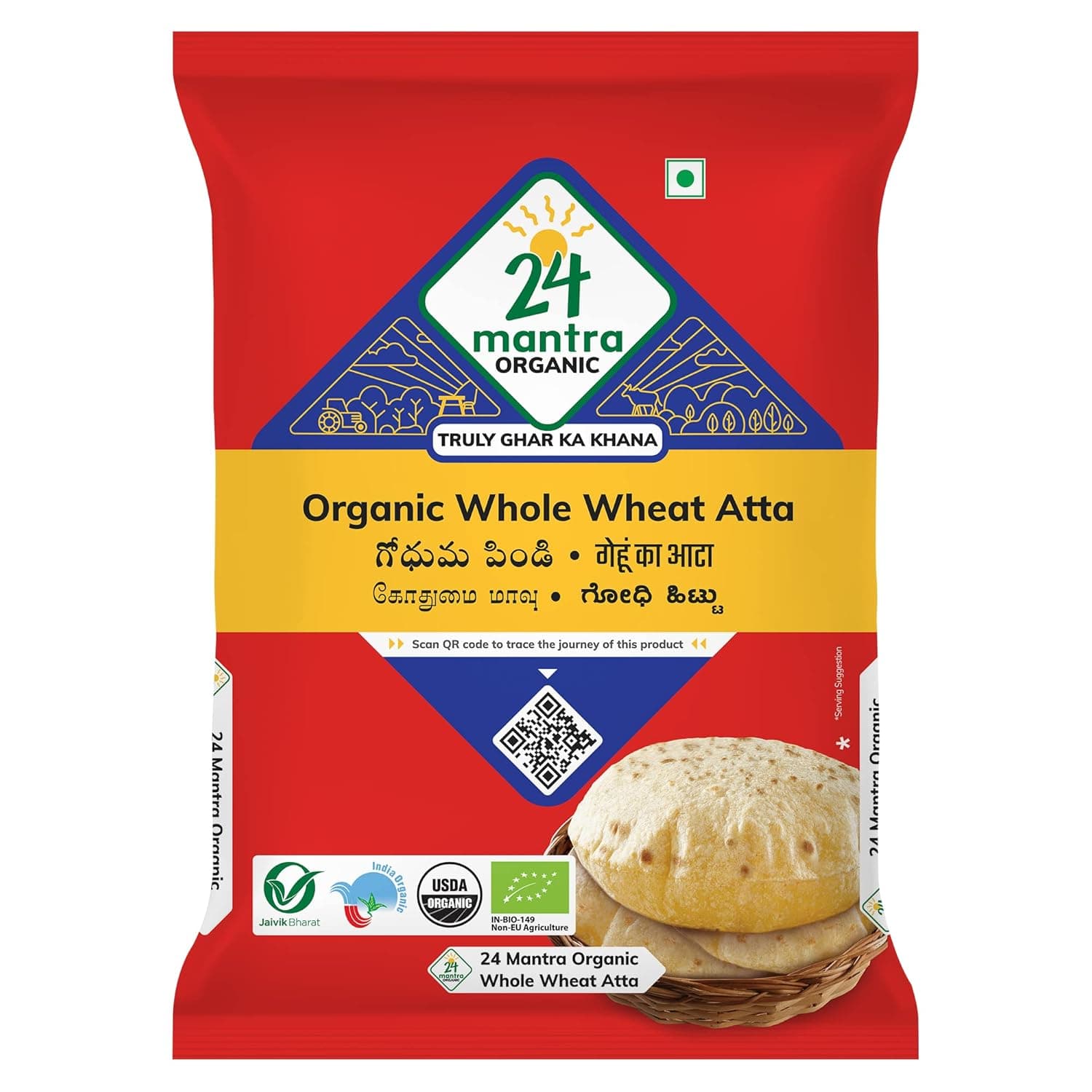 24 Mantra Organic Whole Wheat Atta 5 kg