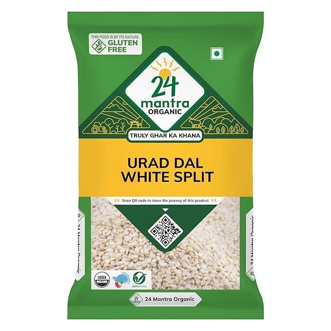 24 Mantra Organic Unpolished Urad Dal White Split/Minapa Pappu - 500g