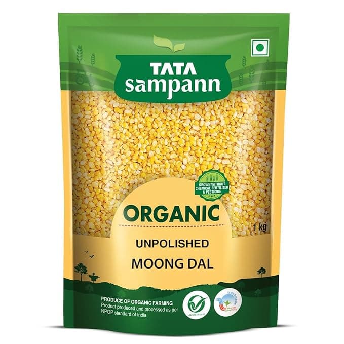 Tata Sampann Organic Unpolished Moong Dal, 1kg
