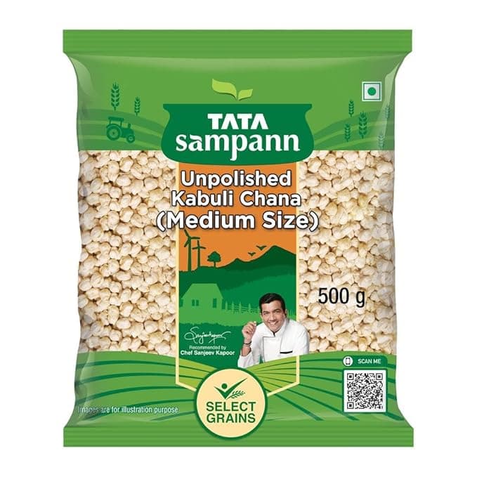 Tata Sampann Unpolished Kabuli Chana, 500 g, (Medium Size)