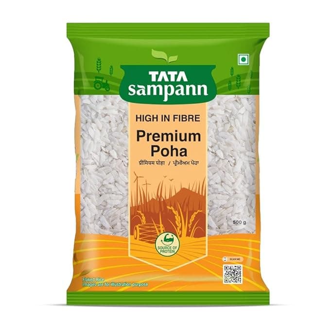 Tata Sampann, High in Fibre Premium Poha(Thick), 500g