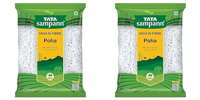 Tata Poha | Poha | Flattened Rice | White Poha 100% Organic | 1 kg each | pack of 2 | 2 kg combo