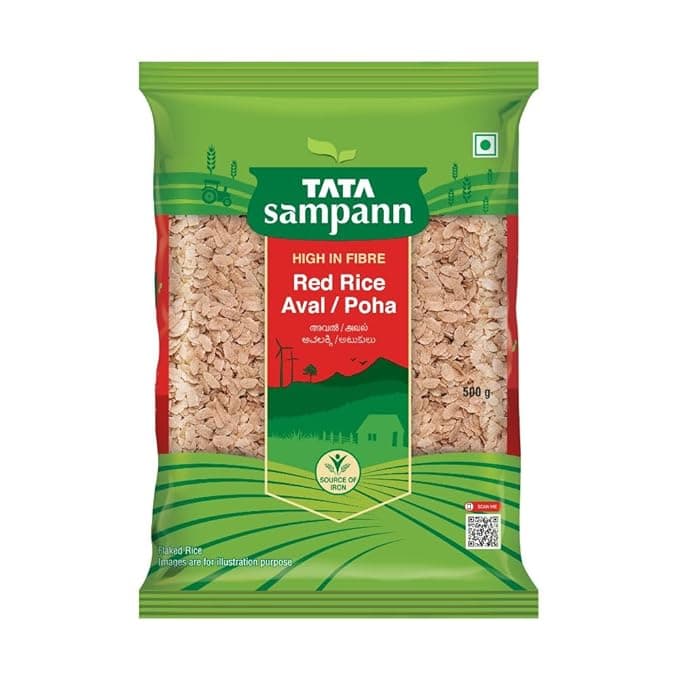 Tata Sampann Red Rice Poha Aval with High Dietary Fibre, 500 g
