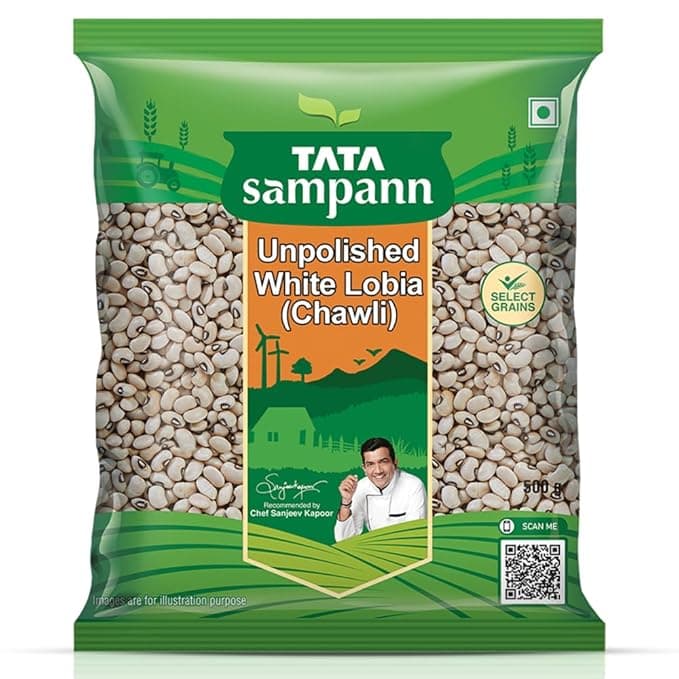 Tata Sampann Unpolished White Lobia (Chawli), 500g
