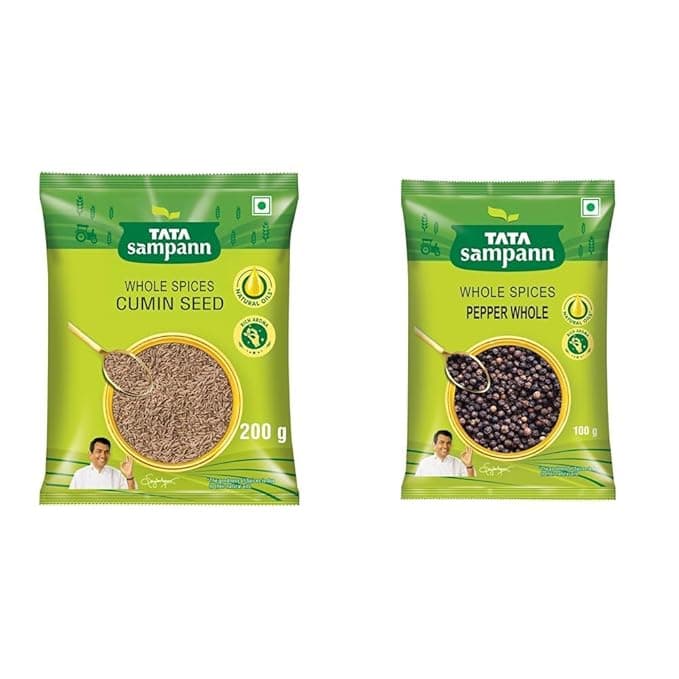 Tata Sampann Cumin Seed (Jeera) 200g + Tata Sampann Black Pepper Whole, 100g