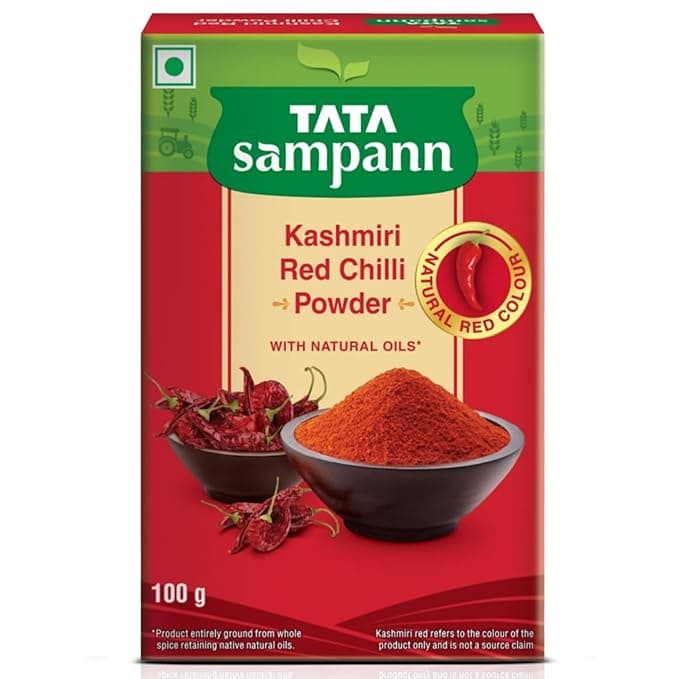 Tata Sampann Kashmiri Red Chilli Powder with Natural Oils, 100g
