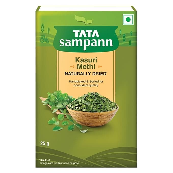 Tata Sampann Kasuri Methi, 25 g, Naturally Sun Dried, Handpicked & Sorted, Rich Aroma & Authentic Flavour