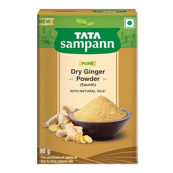 Tata Sampann Dry Ginger Powder (Saunth, Sonth, Chukku Podi, Shunti, Sonti), Pure Spices, Natural Oils*, Warm Flavour & Earthy Aroma, 90g