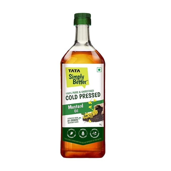 Tata Simply Better Pure & Unrefined Cold Pressed Mustard Oil,Naturally Cholesterol Free, 1L