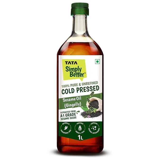 Tata Simply Better Pure & Unrefined Cold Pressed Sesame (Gingelly) Oil,Naturally Cholesterol Free,1L