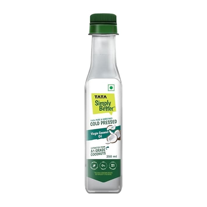 Tata Simply Better Pure & Unrefined Cold Pressed Virgin Coconut Oil,Naturally Cholesterol Free,250 Ml