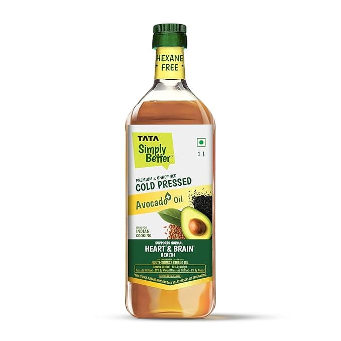 Tata Simply Better Avocado+ Blended Oil for Indian Cooking, Premium & Unrefined, 1L