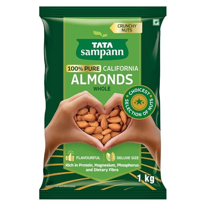 Tata Sampann Pure California Almonds Whole, 1kg