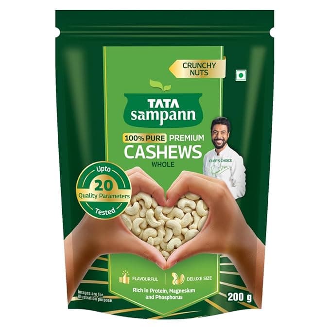 Tata Sampann Pure Cashews Whole/Kaju, 200g