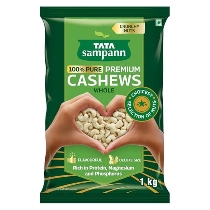 Tata Sampann Pure Cashews Whole, Kaju, 1 Kg