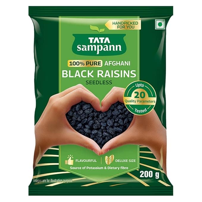 Tata Sampann 100% Pure Afghani Black Raisins Seedless/Kali Kishmish 200g