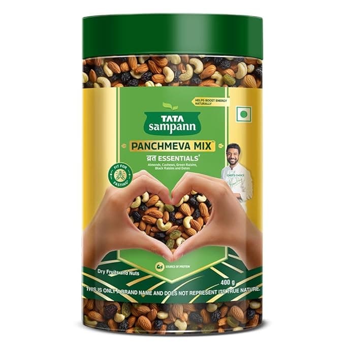 Tata Sampann Panchmeva Mix, Vrat Essentials, Blend of Almonds, Cashews, Green Raisins, Black Raisins, and Dates, Source of Protein, Fit For Fasting, 400g