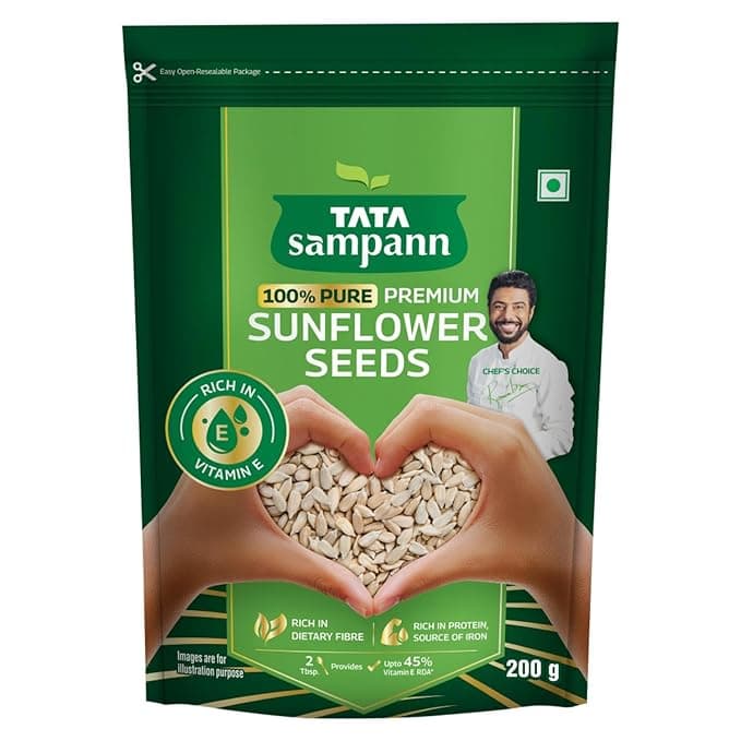 Tata Sampann Pure Sunflower Seeds, 200g, Rich in Dietary Fibre & Protein, Source of Iron