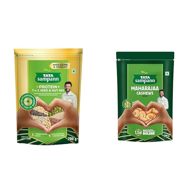 Tata Sampann Protein 7-in-1 Seed & Nut Mix | Contains Roasted Pumpkin, Watermelon, Sunflower, + Tata Sampann Maharajaa Cashews/Kaju (Whole), Source of Protein, Magnesium, Phosphorus, Dietary