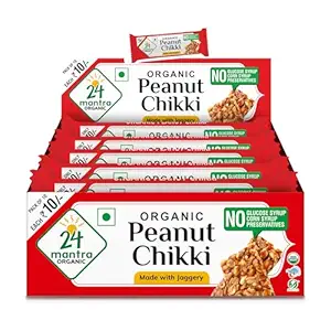 24 Mantra Peanut Chikki 18 Gram - Pack of 10 | Crunchy, Healthy, and Delicious |