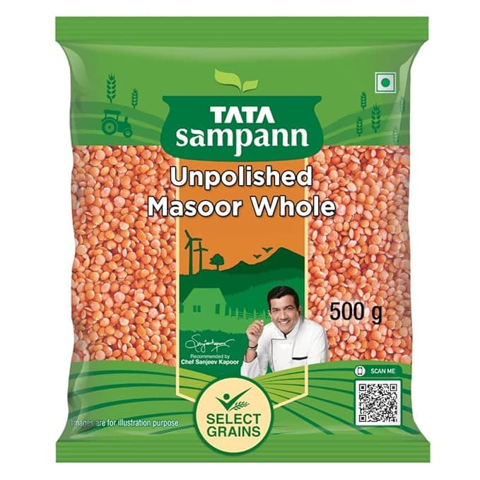 Tata Sampann Masoor Dal, Whole, 500 g