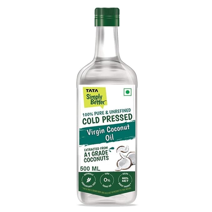 Tata Simply Better Pure & Unrefined Cold Pressed Virgin Coconut Oil,Naturally Cholesterol Free,500ml